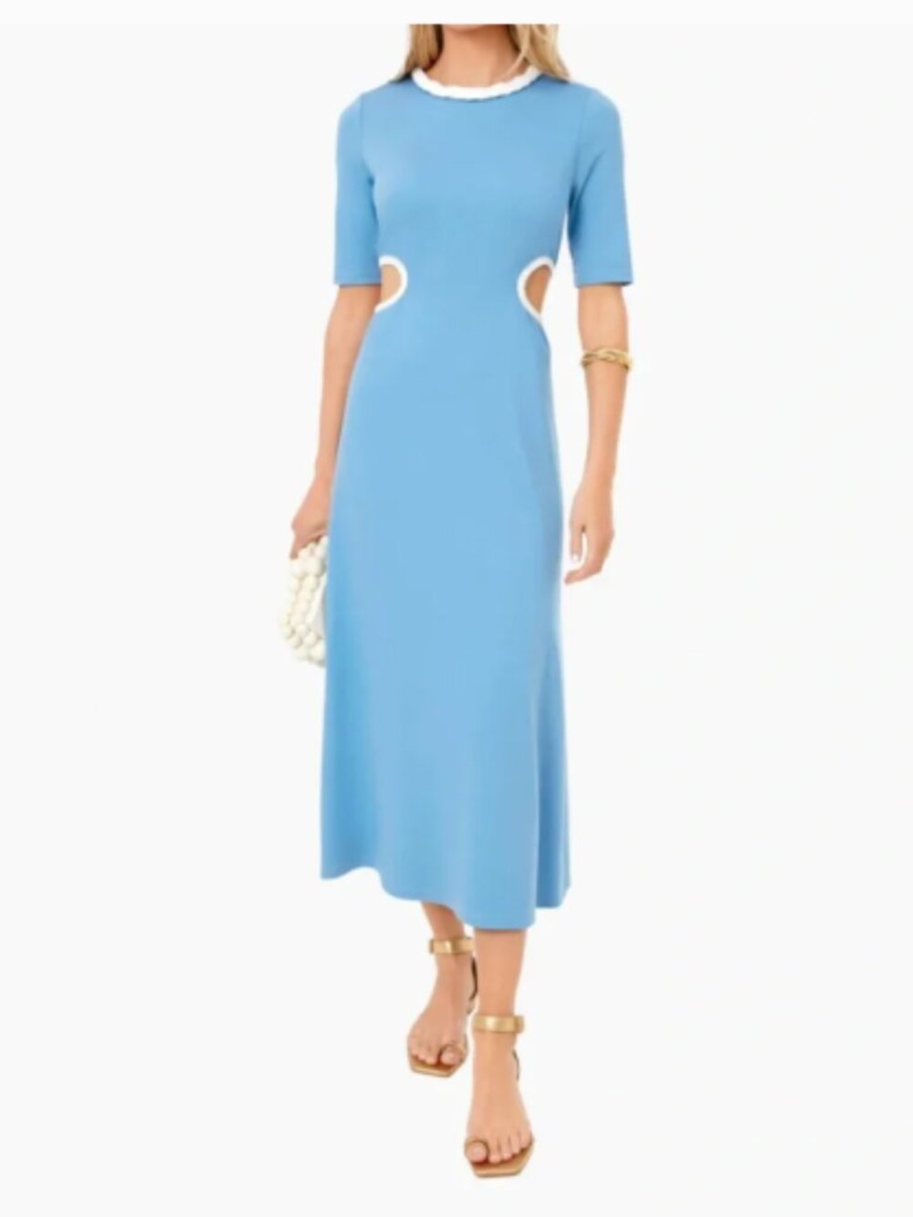 Tuckernuck Zeppelin Midi Dress XXL Short Sleeve Cut Out Newport Blue Lux Resort